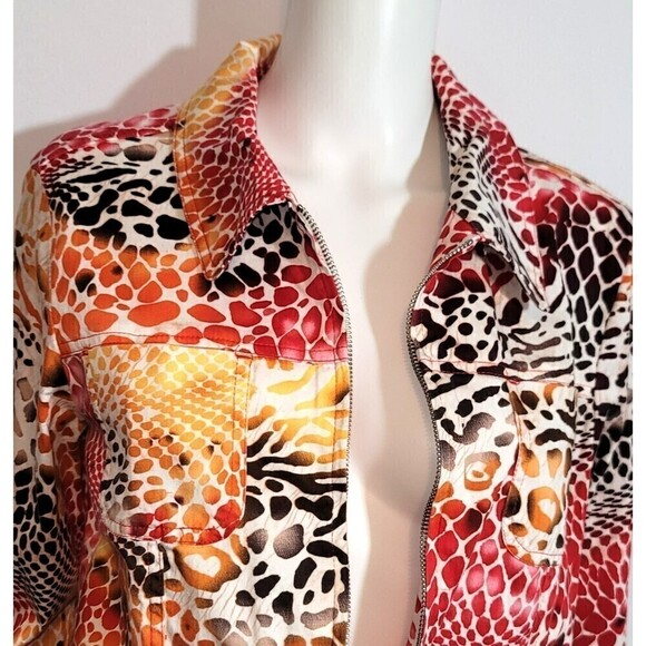 Erin London Colorful Animal Print Zip-Up Jacket - Sz M - Picture 5 of 10